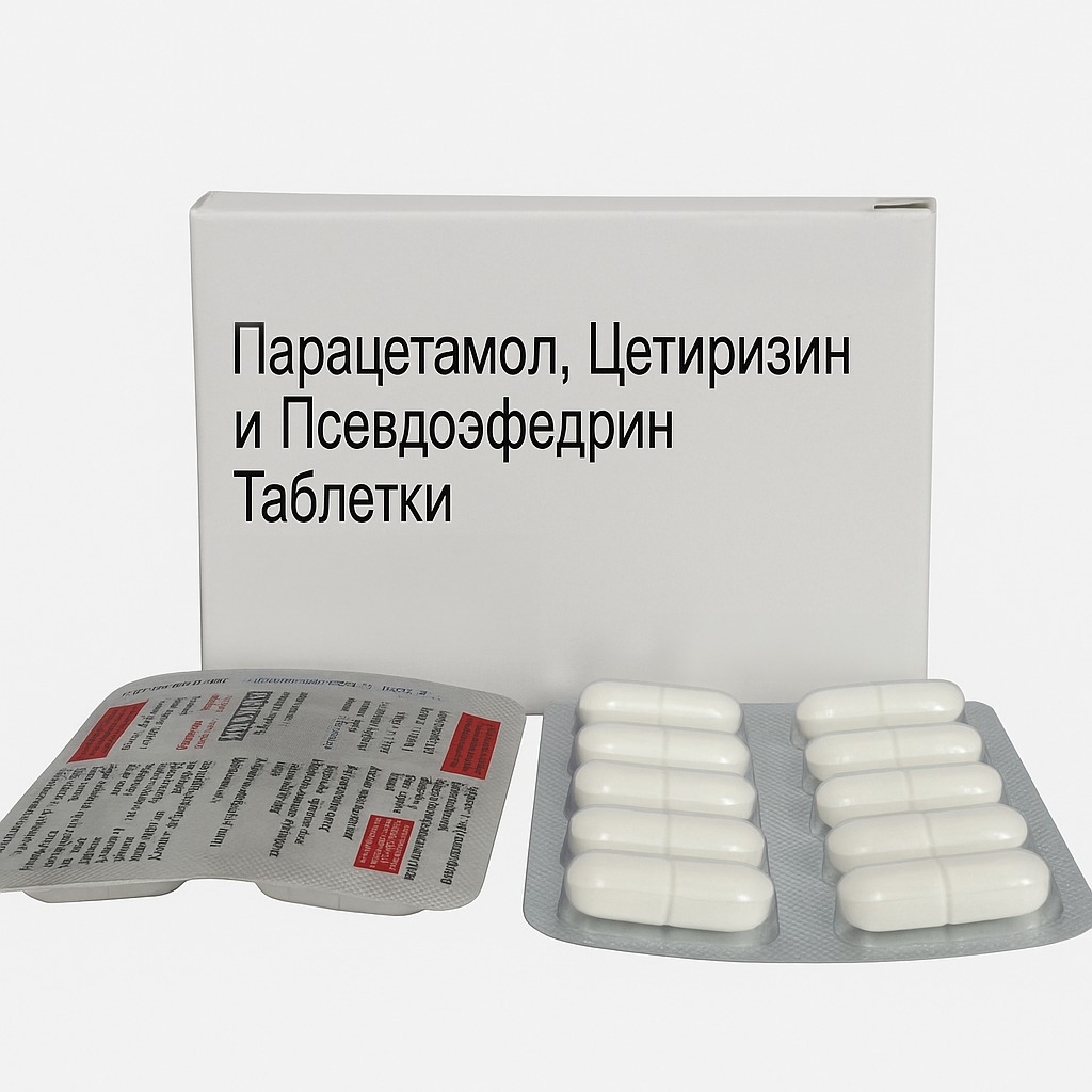 Парацетамол, Цетирезин и Псевдоэфедрин (табл)